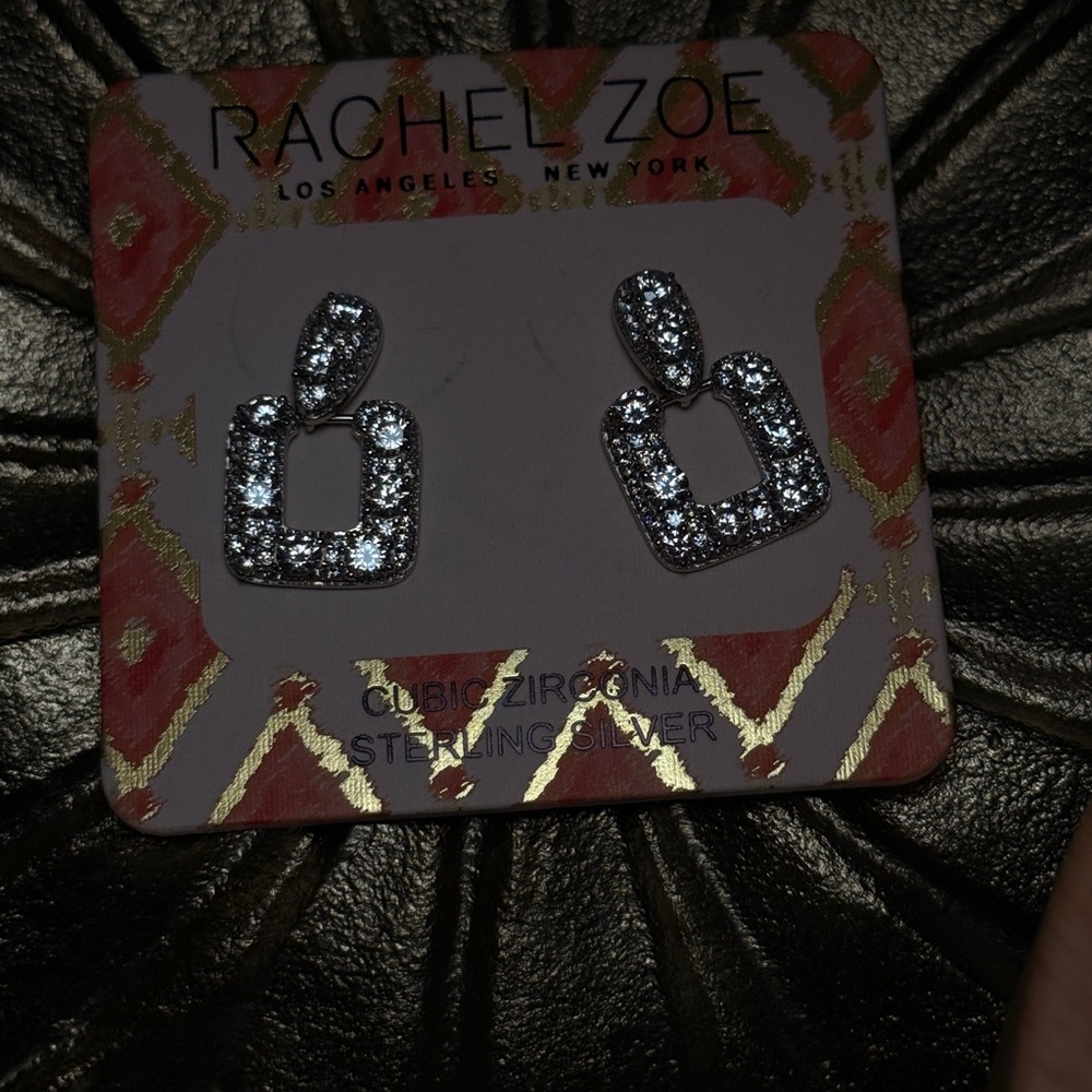 Rachel Zoe Silver Geometric Pavé Earrings - Picture 13 of 14